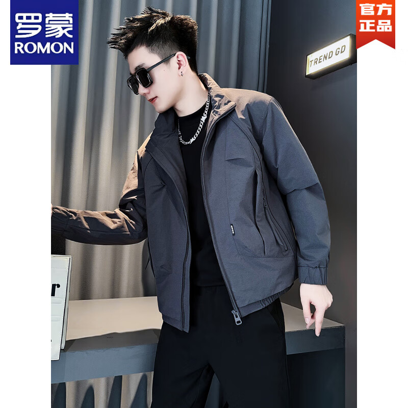 ROMON autumn and winter thickened jacket men's warm and cotton-padded jacket 2025 new high-end popular casual jacket coffee color upgraded cotton M recommended 90~110 catties