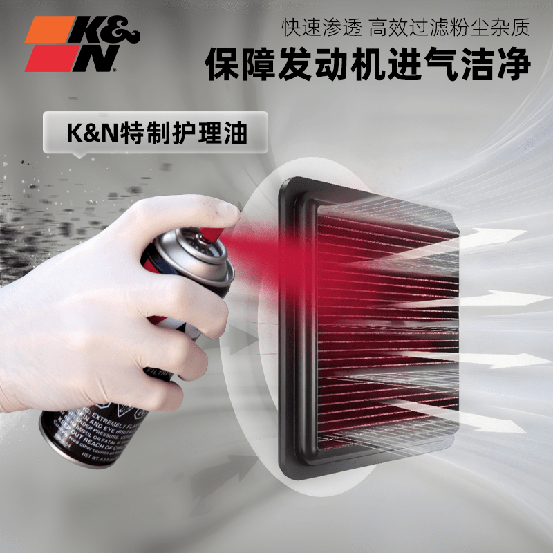 K&NKN air filter large bottle cleaning agent care oil set CN car air filter grid core cleaning special set 99-5000CN (care oil 184g + cleaning agent 355m