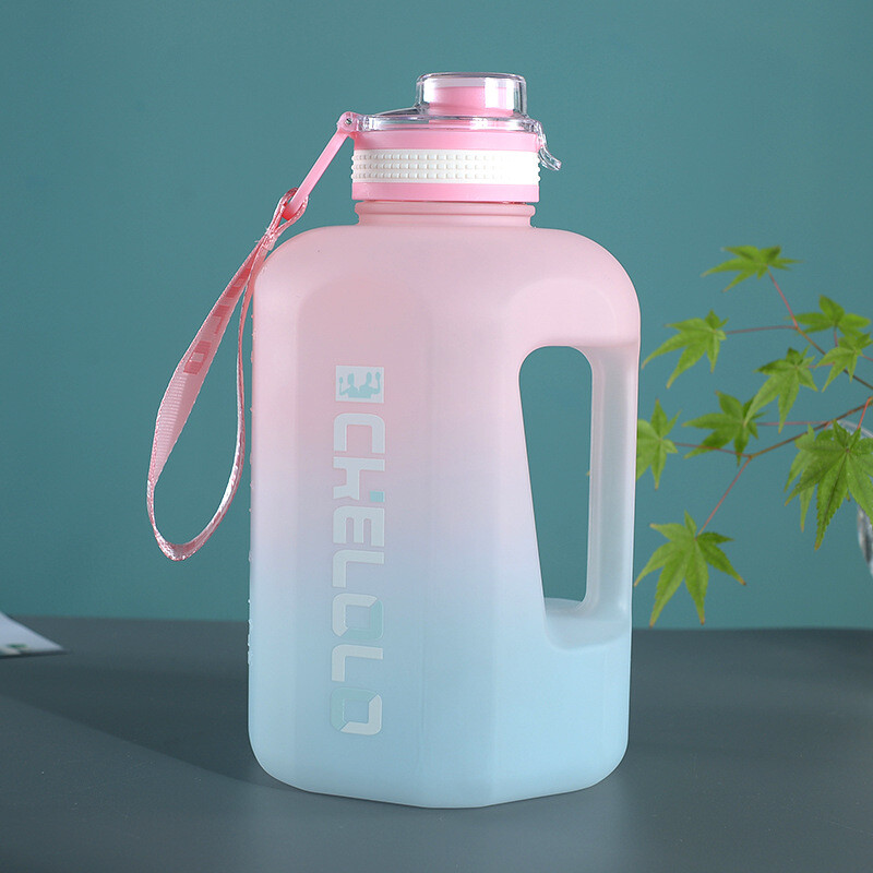 Jidaocook large capacity Internet celebrity ton bucket sports fitness male and female students portable plastic space pot big belly water cup black gradient 2200ML