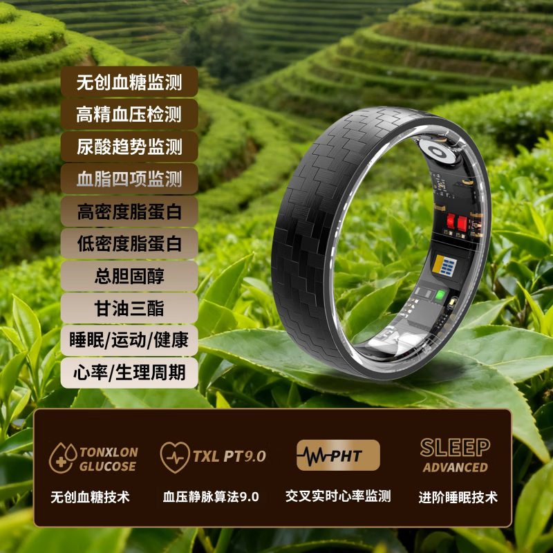 Case Smart Ring 15th Generation Uric Acid Blood Lipid Blood Sugar Case High-end Healthy Blood Pressure Blood Oxygen Carbon Fiber Ring Non-invasive Monitoring Sleep Heart Rate AI Sports Smart High Ring Top Match-L03 Blood Lipid Uric Acid Blood Sugar Blood Pressure 15th Generation + Charging Chamber No. 9 Finger Circumference 60MM 125 Jin-140 Jin