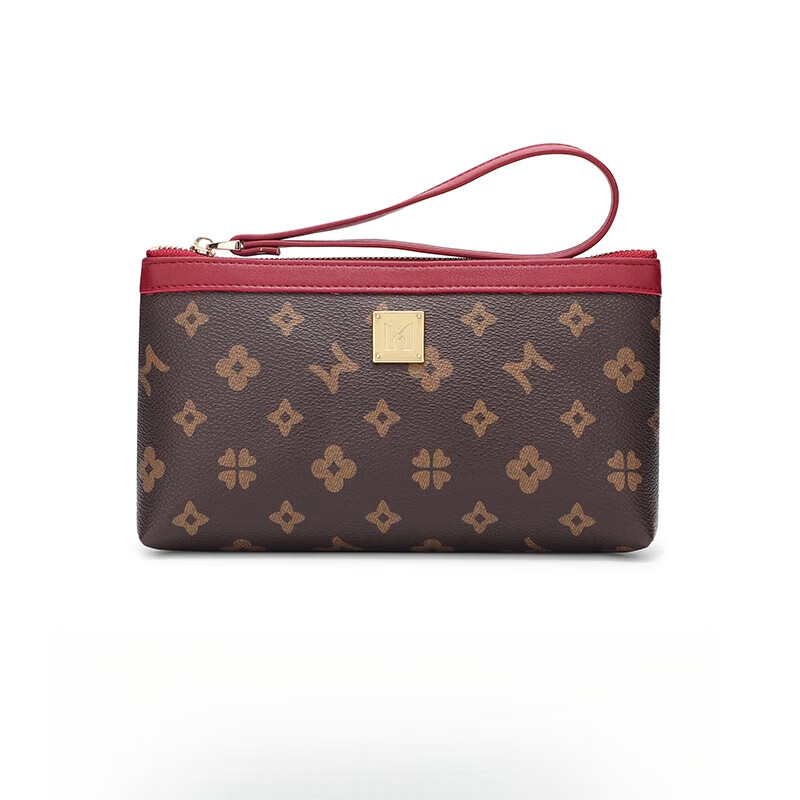 Scarecrow handbag for women, fashionable women's mobile phone bag, small bag, temperament card bag, mother's wallet, exquisite clutch bag, brown_maroon red