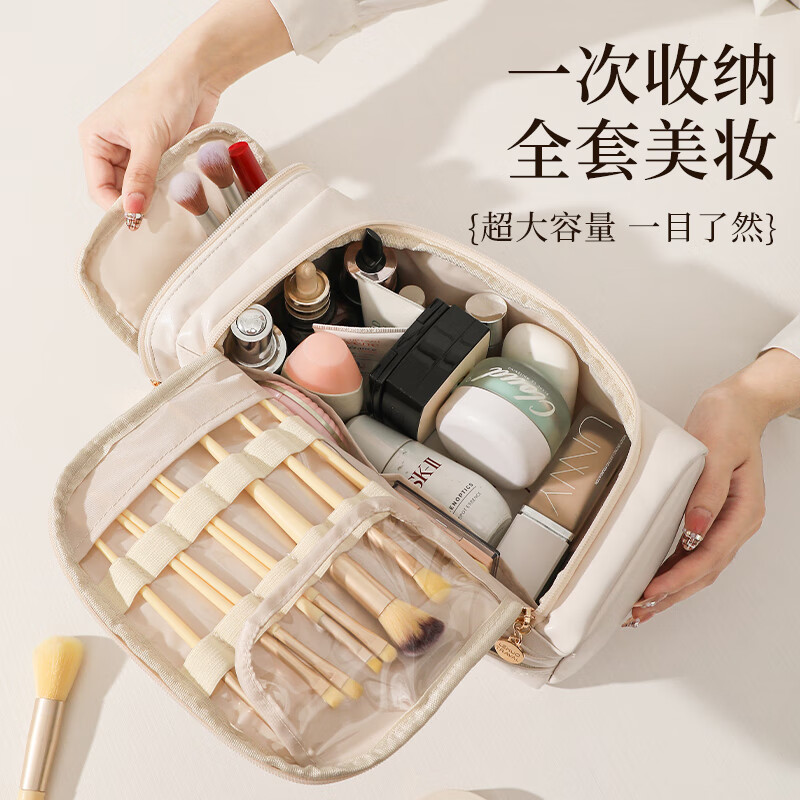 Lohas travel cosmetic bag, portable large-capacity toiletry and skin care product storage bag, high-end travel and business trip bag for high-looking ladies
