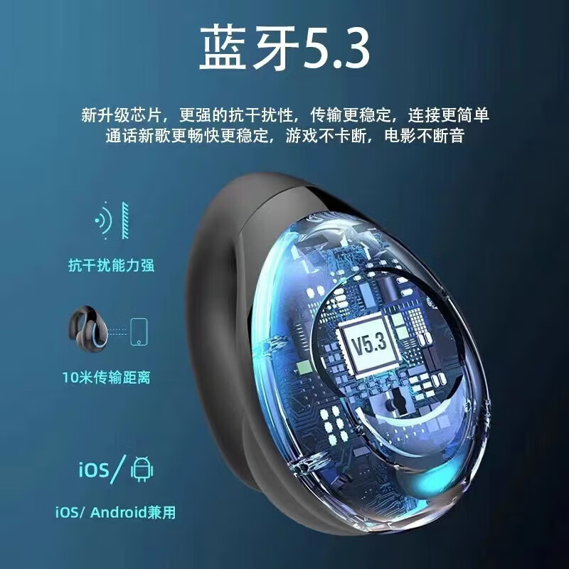 Newcomer 0.01 event area, one point to buy car Bluetooth headset, wireless, long standby life, ear clip type for driving, elegant black, standard version, one set