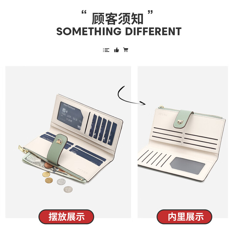 Golden Fox (FOXER) Women's Coin Purse Large Capacity Short Two-fold Card Holder Zipper Money Holder Clutch Bag Birthday Gift for Girlfriend