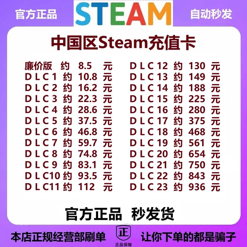 Automatic delivery China Steam Recharge Card Steam China Wallet Code 10 30 50 100 200 300 500 1000 China Steam Balance China Steam Recharge Card Receipt is about 8.4 yuan