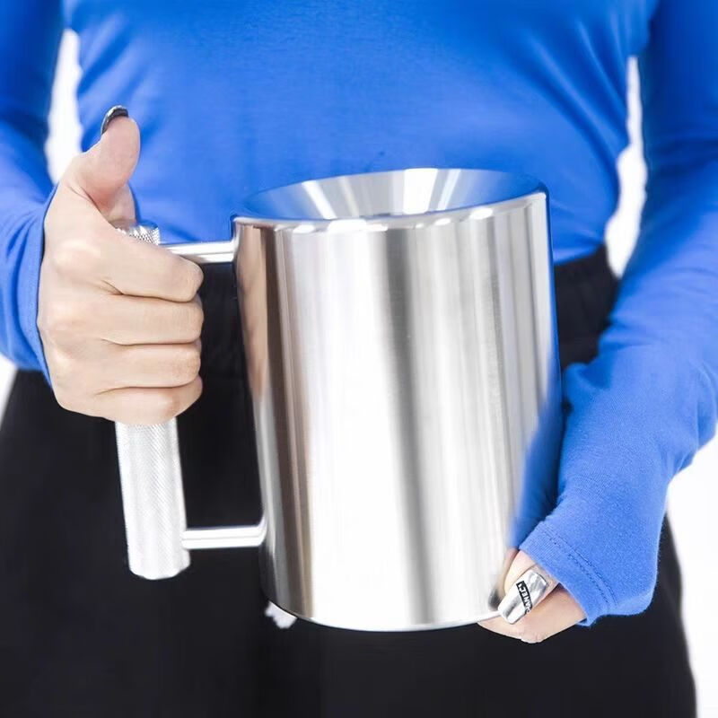 Latte Cup 8kg Dumbbell Water Cup Overweight 304 Stainless Steel 10kg 8kg Food Grade Exercise Wrist Strength 304 Stainless Steel 8kg Grade Water Filled 350ml Mirror Polished