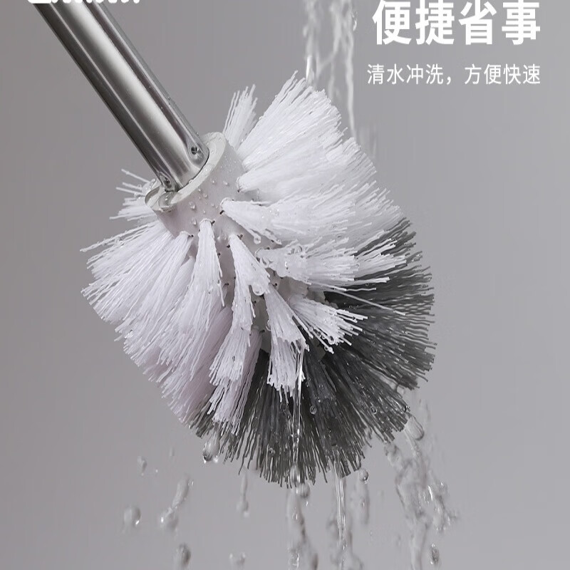 Toilet brush with long handle for cleaning without dead ends, round head toilet brush 360 cleaning