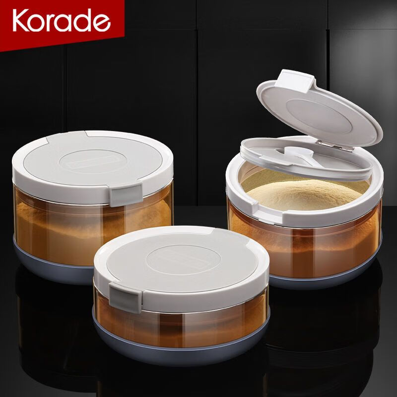 Korade high borosilicate glass milk powder jar is conveniently sealed and moisture-proof. Coffee powder and tea sealed jar can be sterilized at high temperature. Korade high-end brand - bottle body can be sterilized at high temperature. Medium size - light-proof 800ml. Layered design.