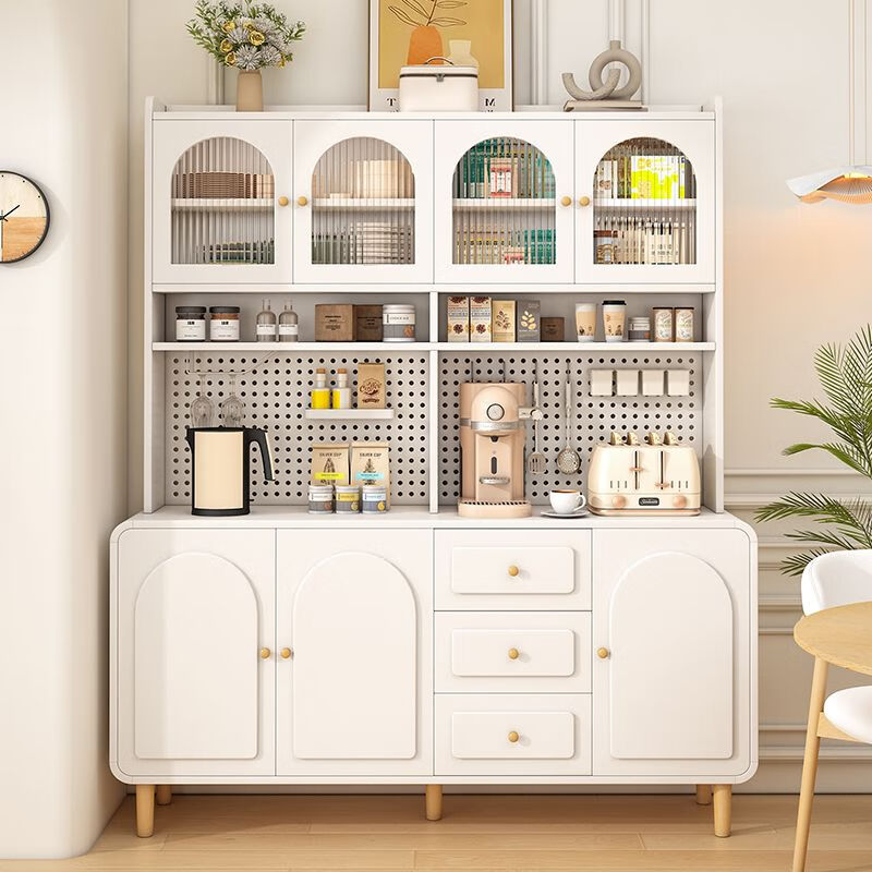 Log cream style sideboard against the wall integrated storage cabinet kitchen guest dining room multi-functional storage storage cabinet wine cabinet 60*40*190 milk white/embossed door delivered to the home
