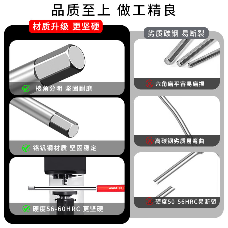 Coolanteng industrial-grade T-shaped inner hexagonal sliding rod wrench set with extended inner 6-corner universal T-shaped extra-long high-hardness sliding rod