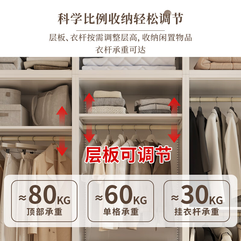 Fleish steel wardrobe French simple style bedroom wardrobe environmentally friendly formaldehyde-free storage cabinet household iron storage cabinet white 3-door long coat 1.18 meters wide