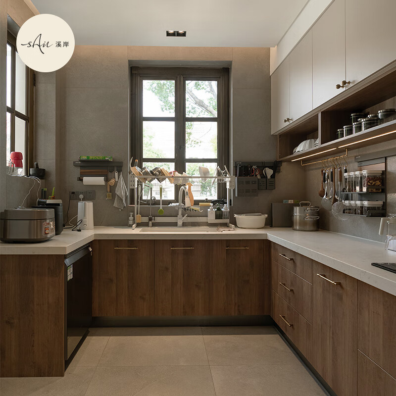 Huili's Xi'an cabinet overall modern open one-piece U-shaped kitchen solid wood kitchen cabinet design and decoration custom-made appointment measurement design