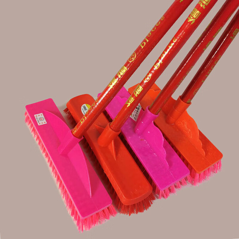 Household floor brush hard-bristled wooden stick brush floor powder room tile cement floor cleaning brush long-handled moss brush No. 2 wooden handle floor brush