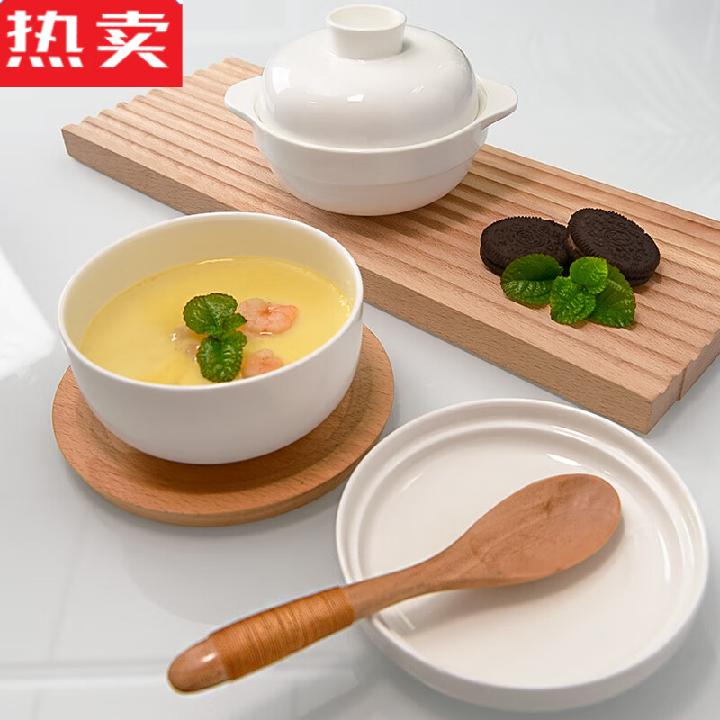 MZXM Japan imported quality small steamed egg bowl bird's nest water-proof stew for one person household baby sub-bowl baby steaming bowl pottery baby stew pot capacity 350 ml