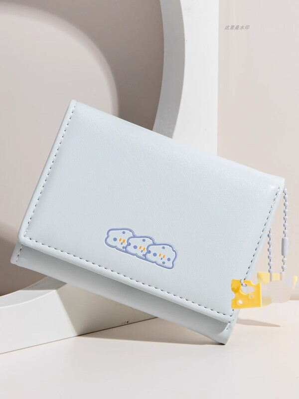 Japanese and Korean simple wallet women's niche cartoon cute cheese wallet new small fresh three-fold multi-card slot card holder bear white