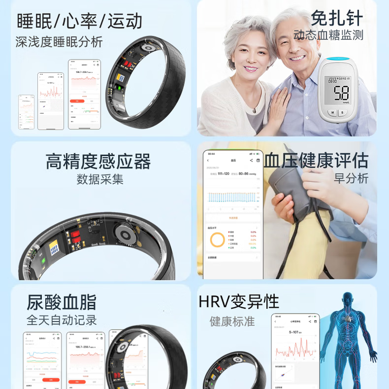 Case Smart Ring 15th Generation Uric Acid Blood Lipid Blood Sugar Case High-end Healthy Blood Pressure Blood Oxygen Carbon Fiber Ring Non-invasive Monitoring Sleep Heart Rate AI Sports Smart High Ring Top Match-L03 Blood Lipid Uric Acid Blood Sugar Blood Pressure 15th Generation + Charging Chamber No. 9 Finger Circumference 60MM 125 Jin-140 Jin