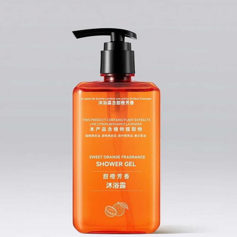 Quality Orange Hotel's same quality Sweet Orange Essential Oil fragrance shampoo, shower gel, conditioner, hand soap, one bottle each of shampoo, shower gel, and conditioner