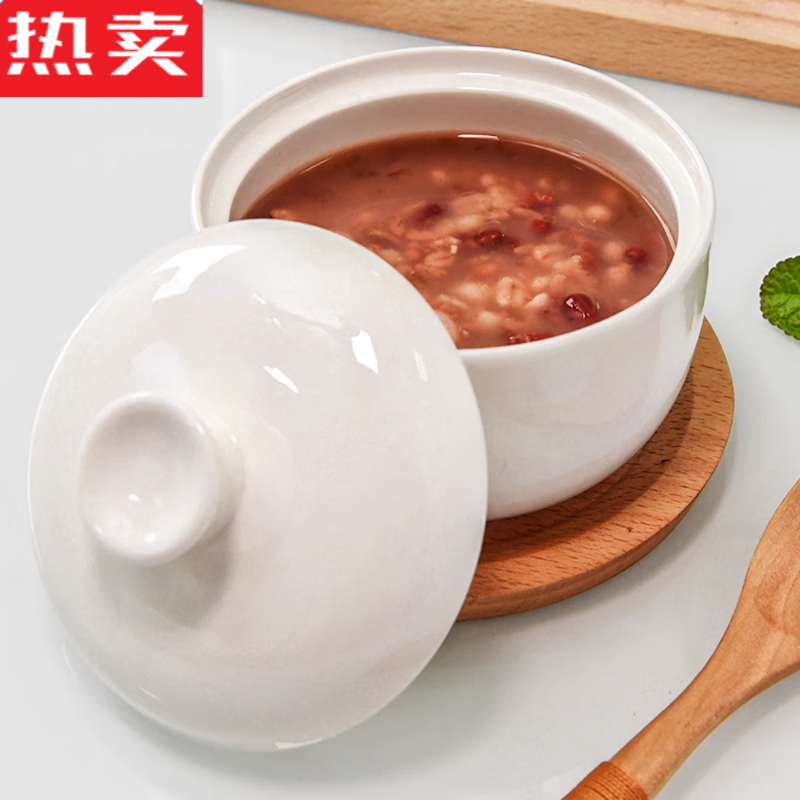MZXM Japan imported quality small steamed egg bowl bird's nest water-proof stew for one person household baby sub-bowl baby steaming bowl pottery baby stew pot capacity 350 ml