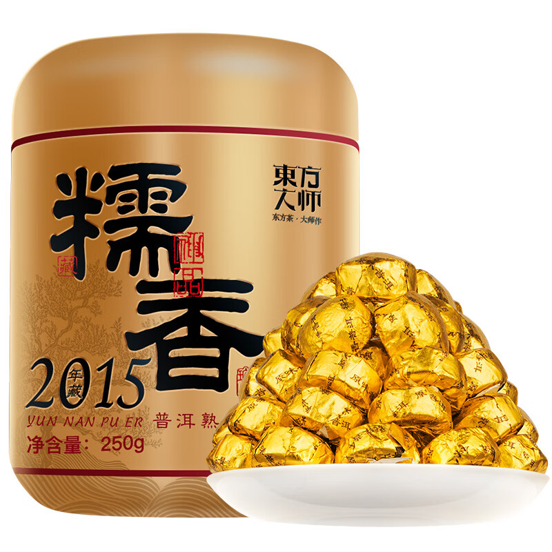 Oriental Master Tea Pu'er Tea Ten Years Waxy Fragrance Pu'er Ripe Tea Yunnan Menghai Palace Tea Self-Drink 250g Canned Ration Tea