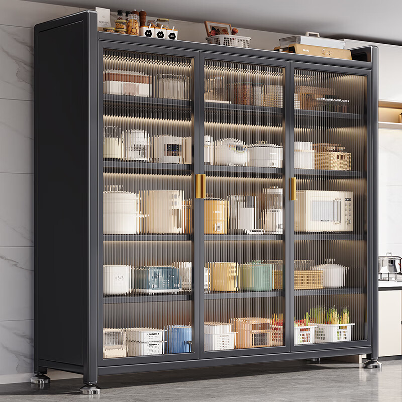 Shuaishi (shuaishi) kitchen storage rack floor-standing multi-layer storage rack microwave oven pot storage cabinet household multi-functional cabinet integrated bracket丨adjustable layer height丨super load-bearing gray 6 layers 120 long 42 deep