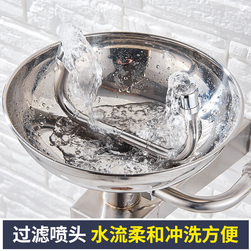 Stainless steel eyewash wall-mounted emergency flusher industrial double-port laboratory ABS coated spray eyewasher natural wall-mounted model