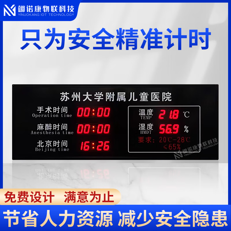 Customized hospital operating room timing board anesthesia time automatic counter LED temperature and humidity clock electronic signage style reference 1 50*30CM