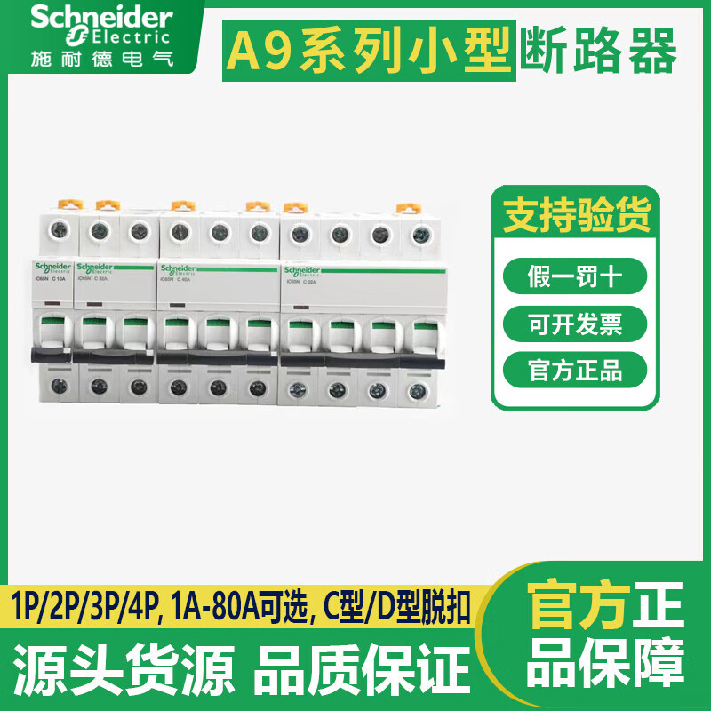Schneider small circuit breaker/C/D type 6A10A16A25A32A40A/63A/1P/2P/3P/4P white 1A 1P x C type