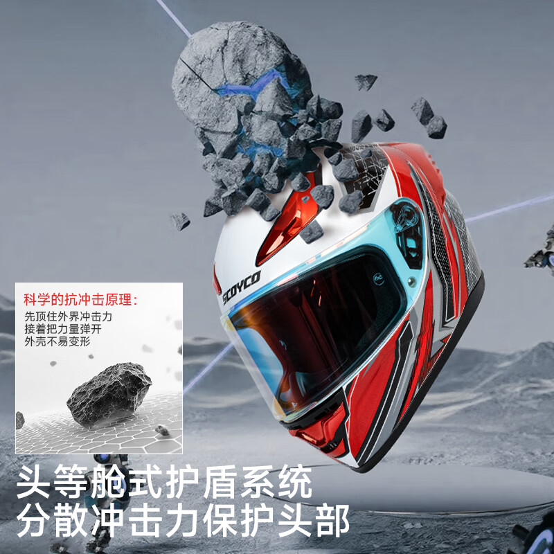 SCOYCO motorcycle ABS full-face helmet, wear-resistant, breathable, lightweight and comfortable for electric vehicle riding, anti-freeze and warm in winter