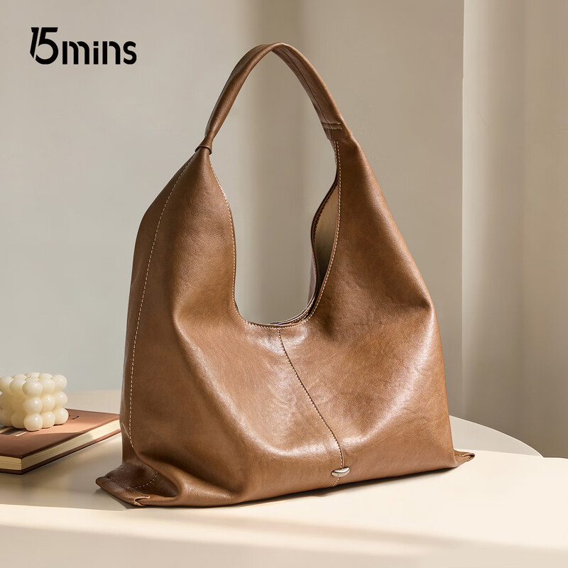 15MINS bag for women 2025 new style soft leather light luxury large capacity shoulder tote bag brand high-end fashion women's bag