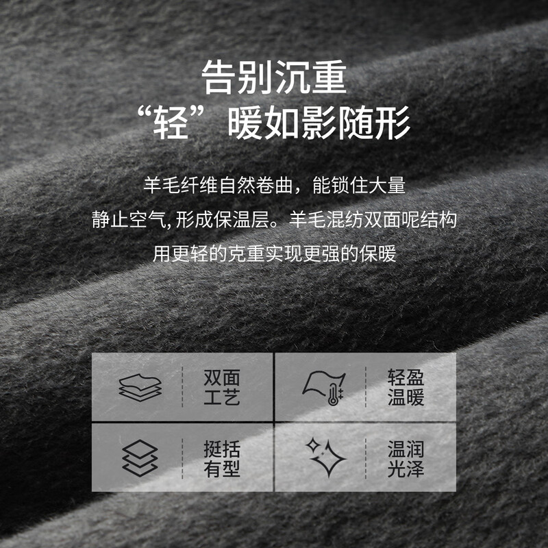 Olrain new women's winter gray temperament luxury warm mid-length wool double-sided woolen coat top gray M