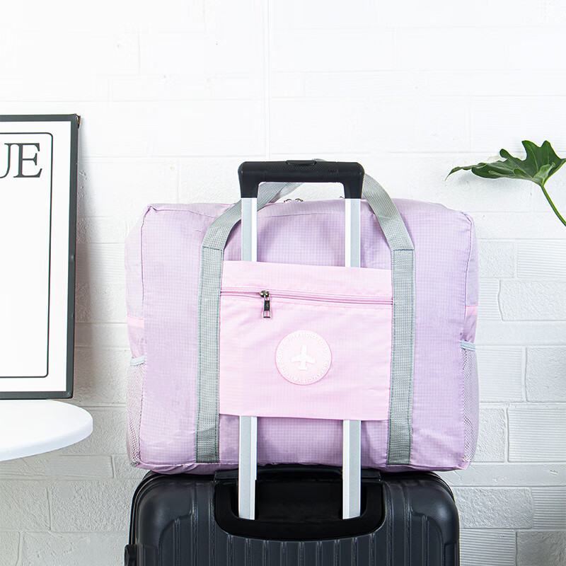 Double-layer airplane bag, large-capacity folding airplane travel bag, portable sports luggage bag, maternity bag, business trip, single-layer airplane bag-beige