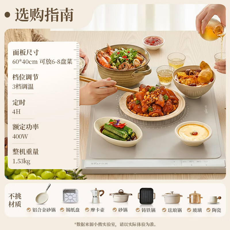 Bear Folding Warming Chopping Board Food Insulation Plate Hot Chopping Board Silicone Heating Plate Table Mat Chopping Board Multi-Function Heating Pad Flexible Panel Thawing Warm Milk BWB-N04Q1