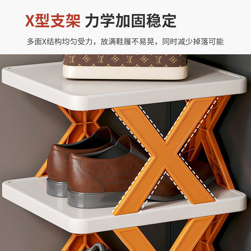 Xingfang shoe rack door shoe storage artifact slipper rack sandwich corner bathroom layered rack 7 layers orange