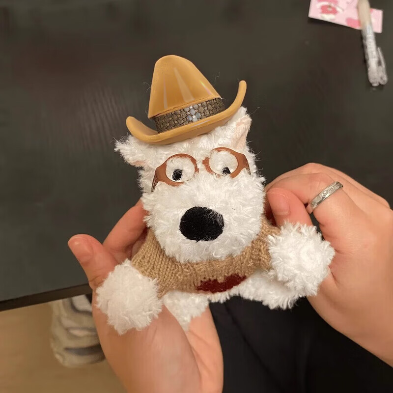 Tingzhi Hat West Highland Doll Ring Box Chinese Valentine's Day Confession Proposal Jewelry Box Surprise Gift Idea for Boyfriend and Girlfriend Puppy Ring Box Coffee Color