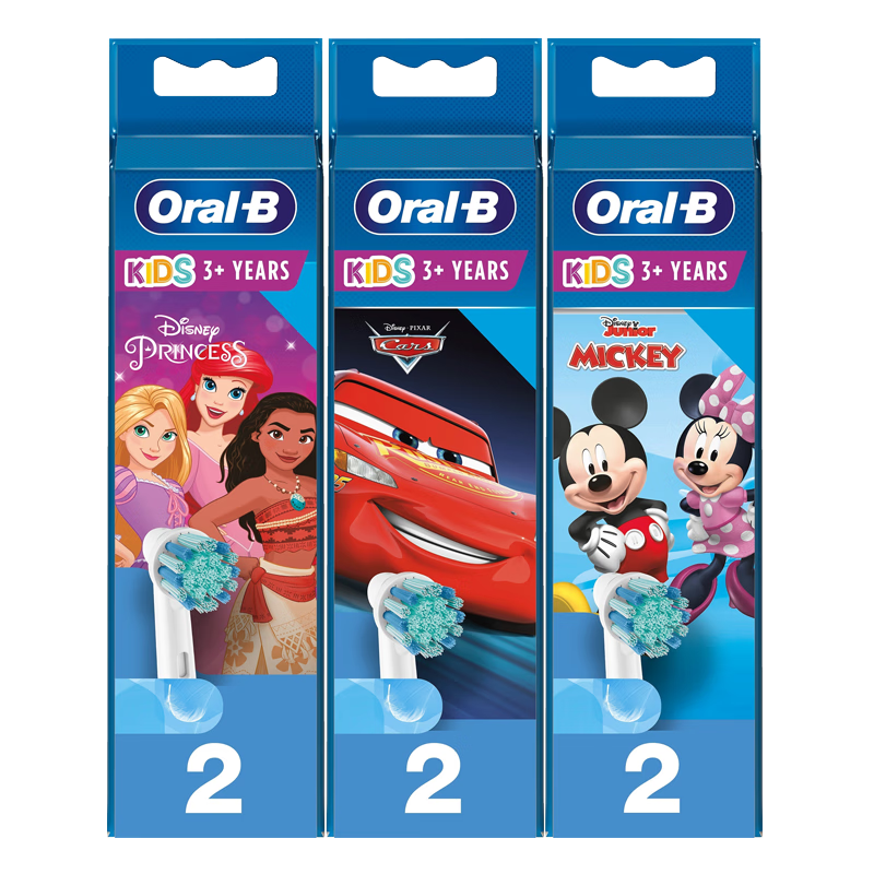 Oral-B electric toothbrush head for children, suitable for D series children's toothbrushes, 2 cartoon characters, 3-12 years old