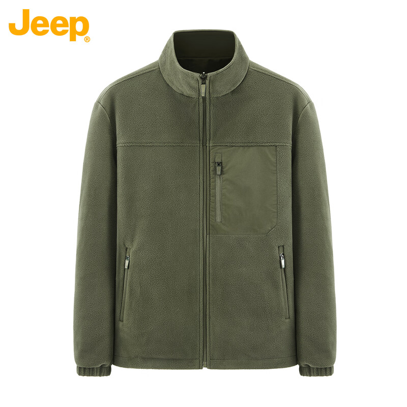JEEP double-sided new polar fleece jacket for men and women in autumn and winter windproof and warm stand-up collar plus velvet loose fleece jacket