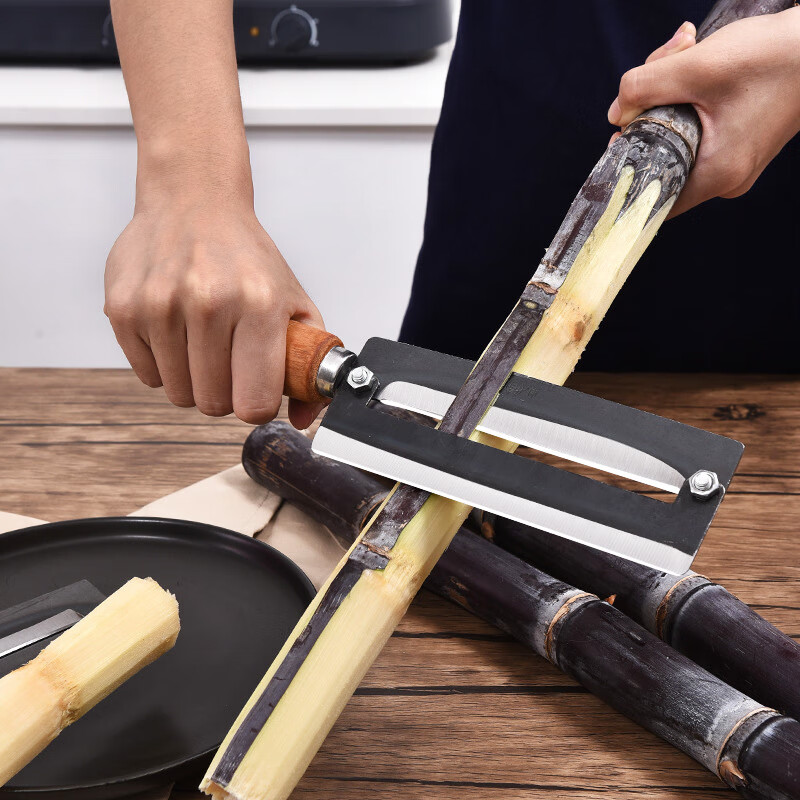 Zhang Xiaoquan old-fashioned sugar cane peeling knife thickened commercial sugar cane peeling knife stainless steel right left hand peeling knife pineapple knife carbon steel_right hand extra large sugar cane knife