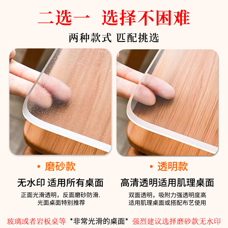 Huayin Transparent Placemat PVC Soft Glass Tablecloth Waterproof, Oil-proof and Anti-scalding Dining Table Mat Desk Coffee Table Mat Desktop Protective Mat Transparent 2.5mm Mother and Baby Odorless Rounded Corners 80*200cm