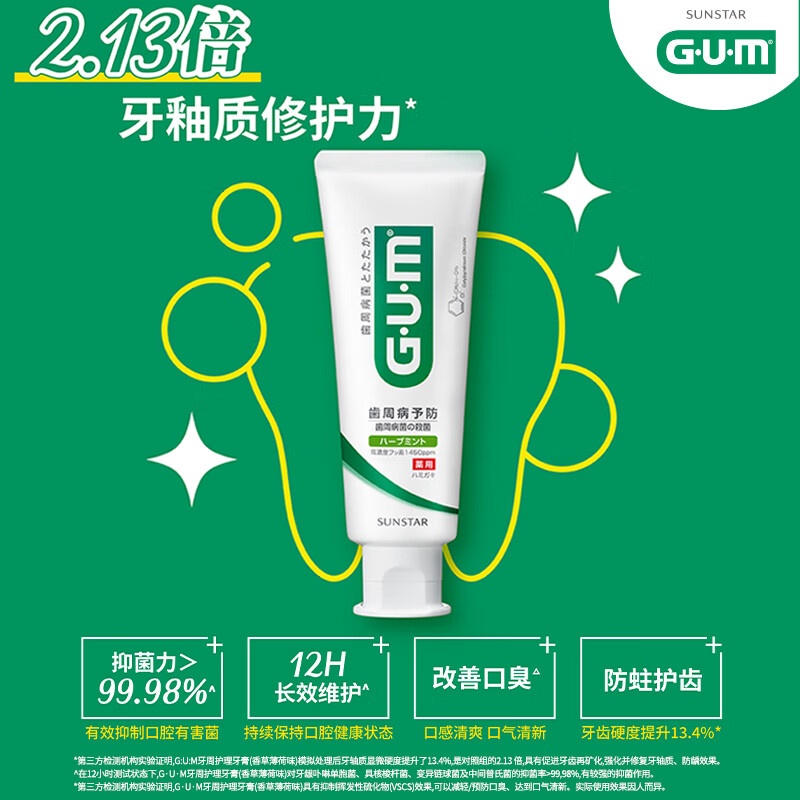 G U M Kangzhijia slows down and prevents bad breath toothpaste, the best purchase and sales choice, antibacterial, fresh breath, vanilla mint flavor, 2 packs