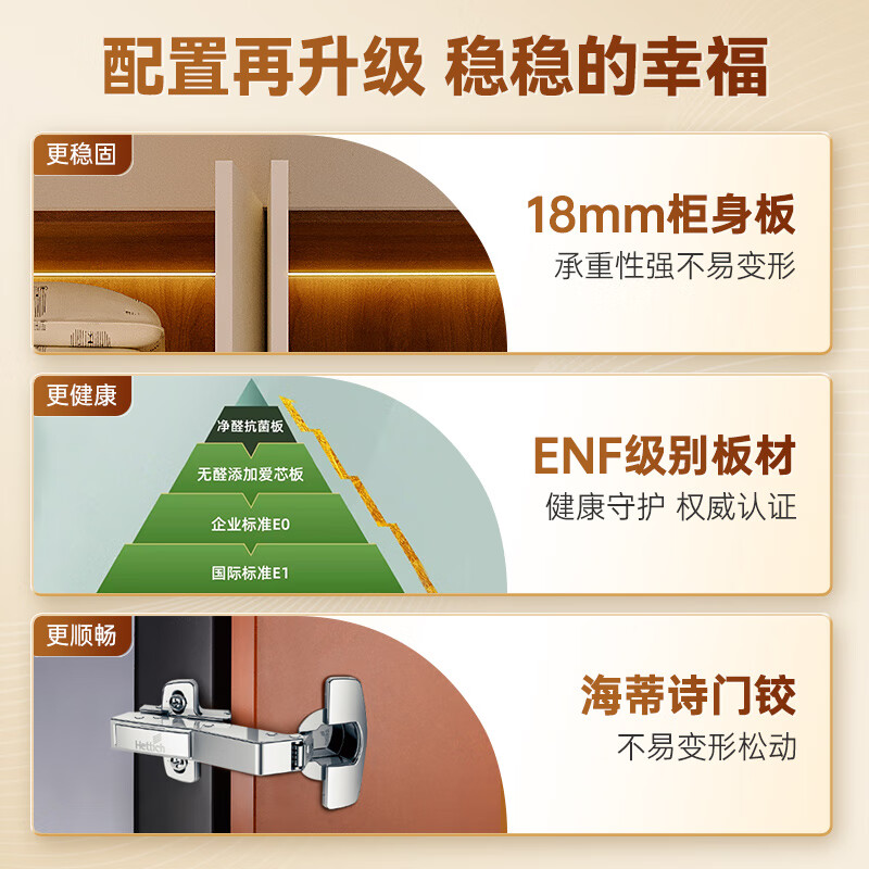 Oppein flat door cabinet master bedroom combination cabinet ENF grade whole house custom wardrobe overall bedroom light custom wardrobe customization double door + top cabinet + double drawer width 800mm * height 2400mm