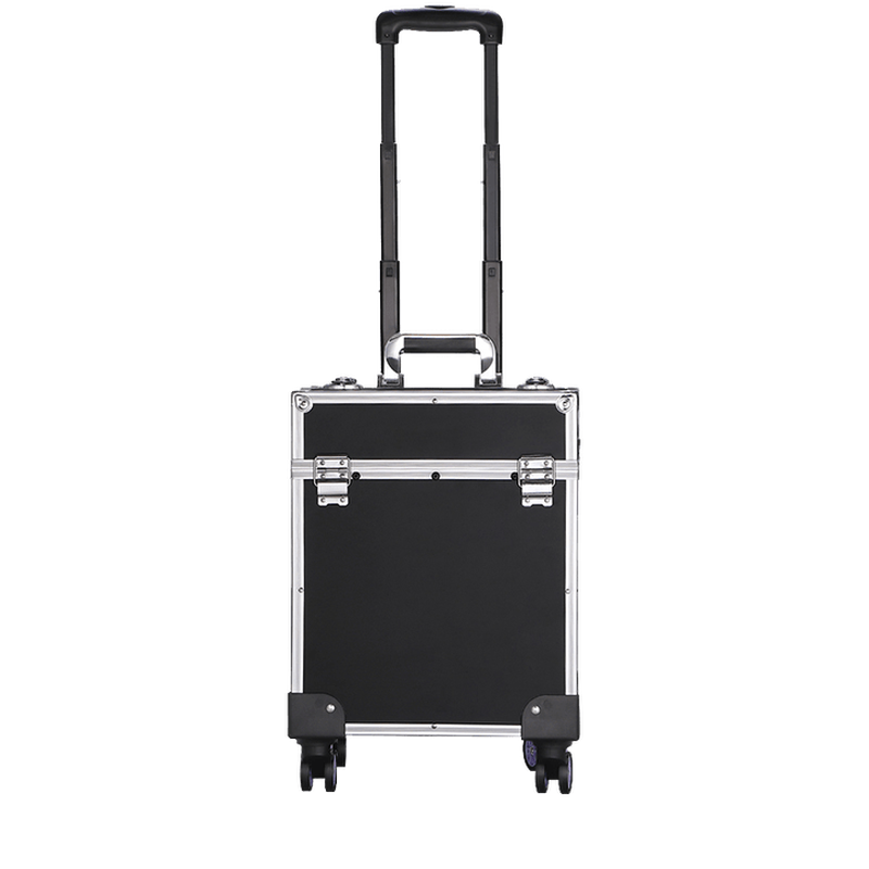 Hangqin Trolley Tool Box Aluminum Alloy Tool Box with Wheels Trolley Tool Box Roller Storage Box Multi-function Reinforcement Plate Black