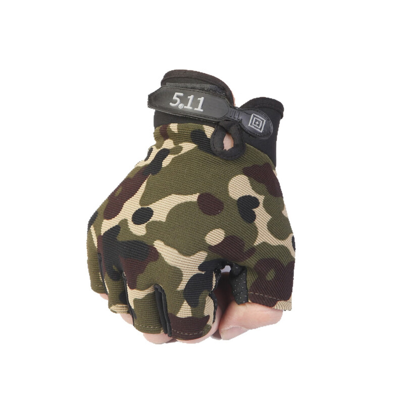 Bovonik anti-slip half-finger gloves men's fitness sports tactical outdoor half-finger cycling thin spring and summer camouflage one-size-fits-all gloves