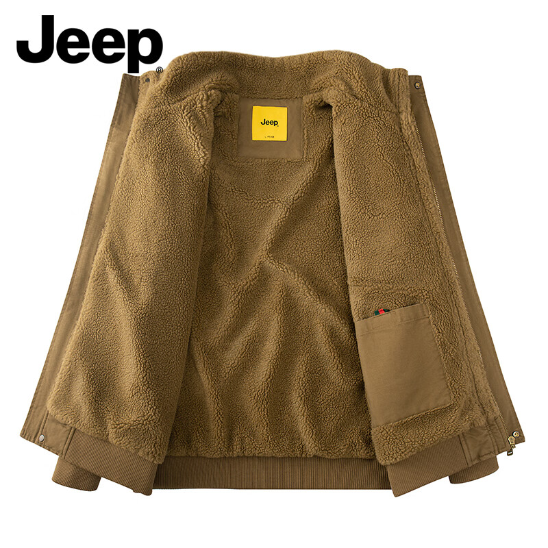 JEEP American genuine high-end pure cotton work jacket top men's spring and autumn American handsome heavyweight flight jacket autumn and winter 98805 black plus velvet counter genuine XL