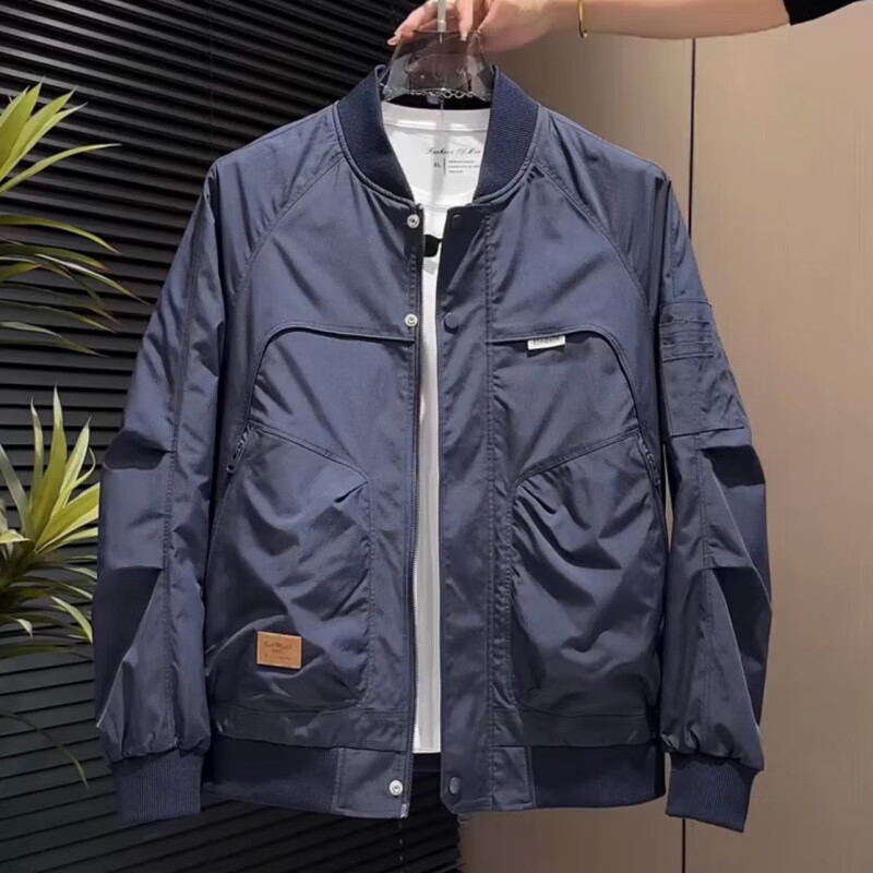 Baseball Jacket Men Spring Autumn Winter New Trendy Brand Workwear Men's American Retro Slim Fit Pilot Jacket Men Khaki XL Recommended Weight 135-150 Jin