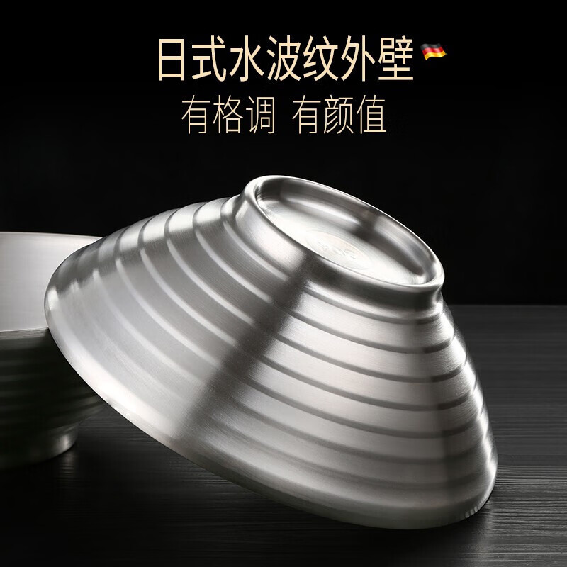 Sansi Steel Soup Bowl Large 304 Stainless Steel Bowl Food Grade Noodle Bowl Ramen Hat Bowl Salad Basin Insulated Double Layer Noodles 2 Pack 304 24cm Double Layer Insulation