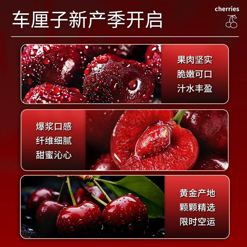 Songxiao Chilean cherries JD SF - next-day delivery to many places 5kg 4J grade imported cherry fruit gift box for gift giving 5kg (net weight) Big Mac 4J grade 32-34mm