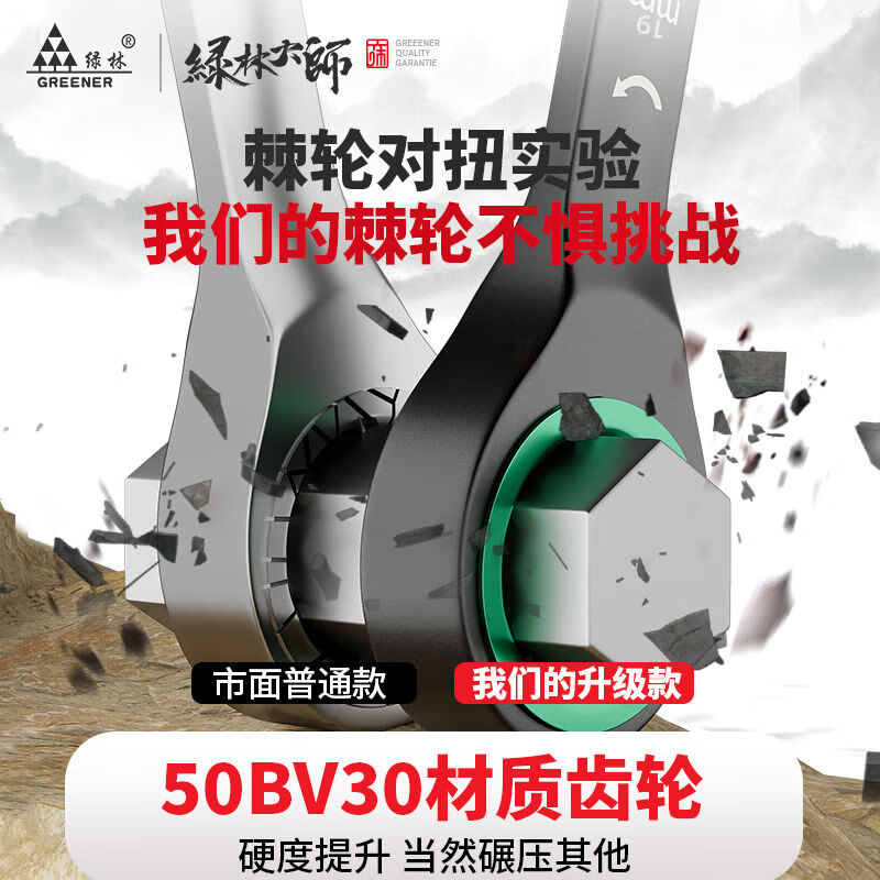 Green forest ratchet wrench quick plum opening 19 automatic two-way dual-purpose plum opening wrench 17 tool set green ring snake reinforced ratchet 22 pieces set 6-32