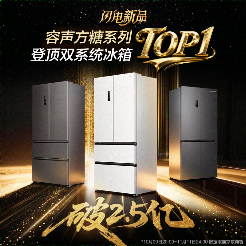 Rongsheng Cube Sugar 515 Double System French Multi-door Four-door Thin Zero Embedded Refrigerator Household Automatic Ice Making Level 1 Gray National Subsidy World Cup BCD-515P60FZNAD