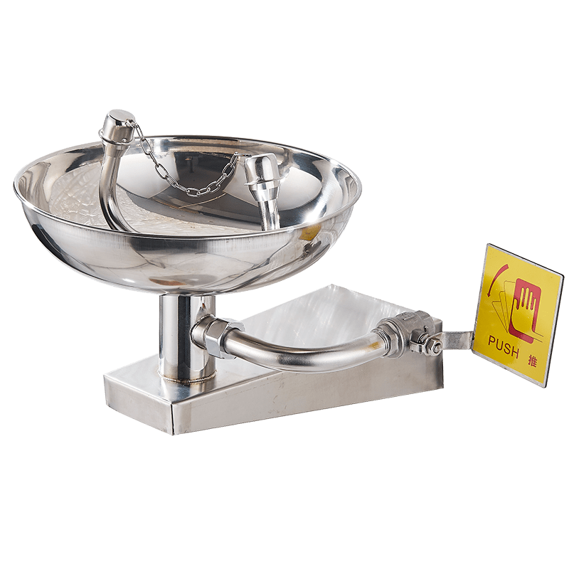 Stainless steel eyewash wall-mounted emergency flusher industrial double-port laboratory ABS coated spray eyewasher natural wall-mounted model
