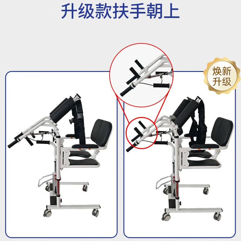 Renkanghui lift for the paralyzed elderly, lift for the disabled, lift-free hydraulic lift mobile chair, bed care artifact, flagship black armrest hydraulic arm lift + dining table board + commode + cushion